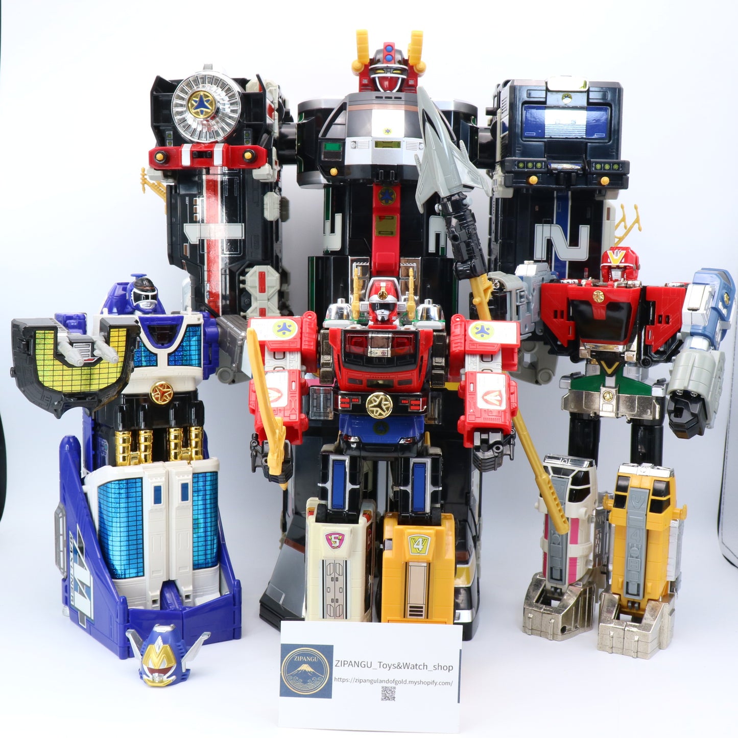 Lightspeed Megazord, Omega Megazord, Max Solarzord & Supertrain Megazord Complete Set/Power Rangers Lightspeed Rescue - GoGo Five